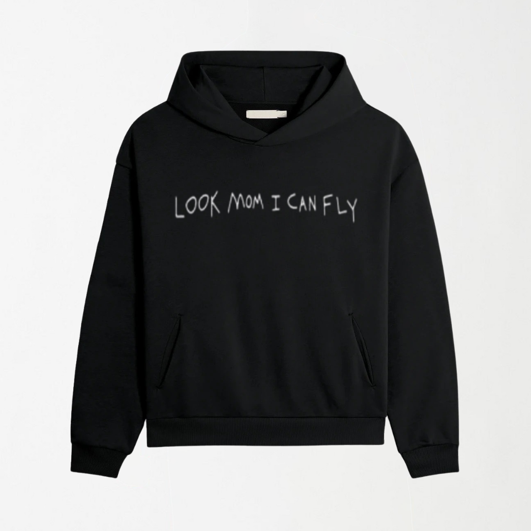 Travis Scott Look Mom I Can Fly - Black Graphic Hoodie