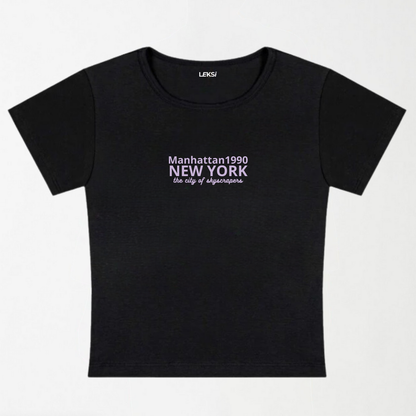 Manhattan 1990 Y2K Baby Tee