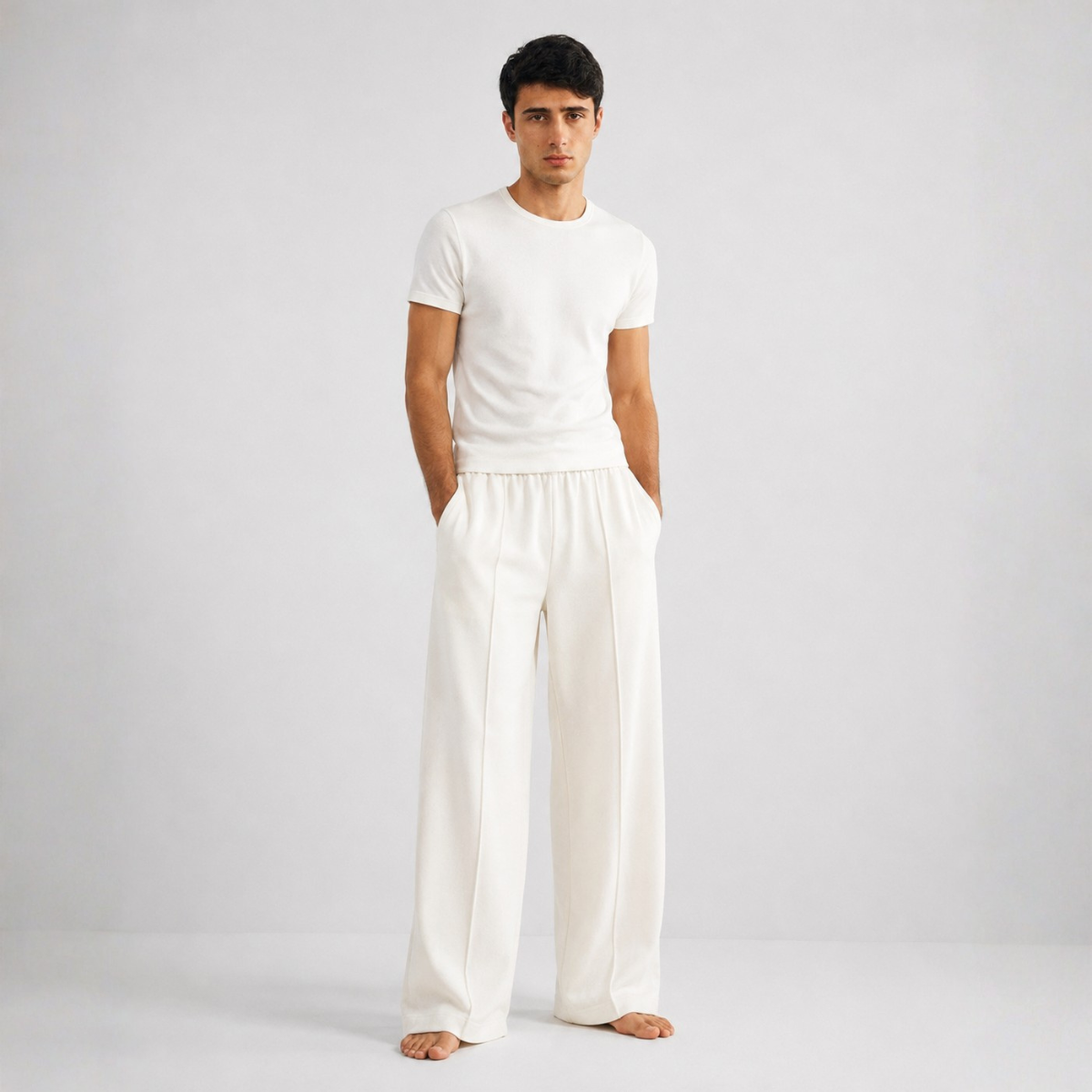 Pearl Wide-Leg Pull-On Trousers