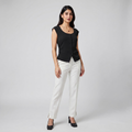 The Noir Scoop-Neck Button Down Top