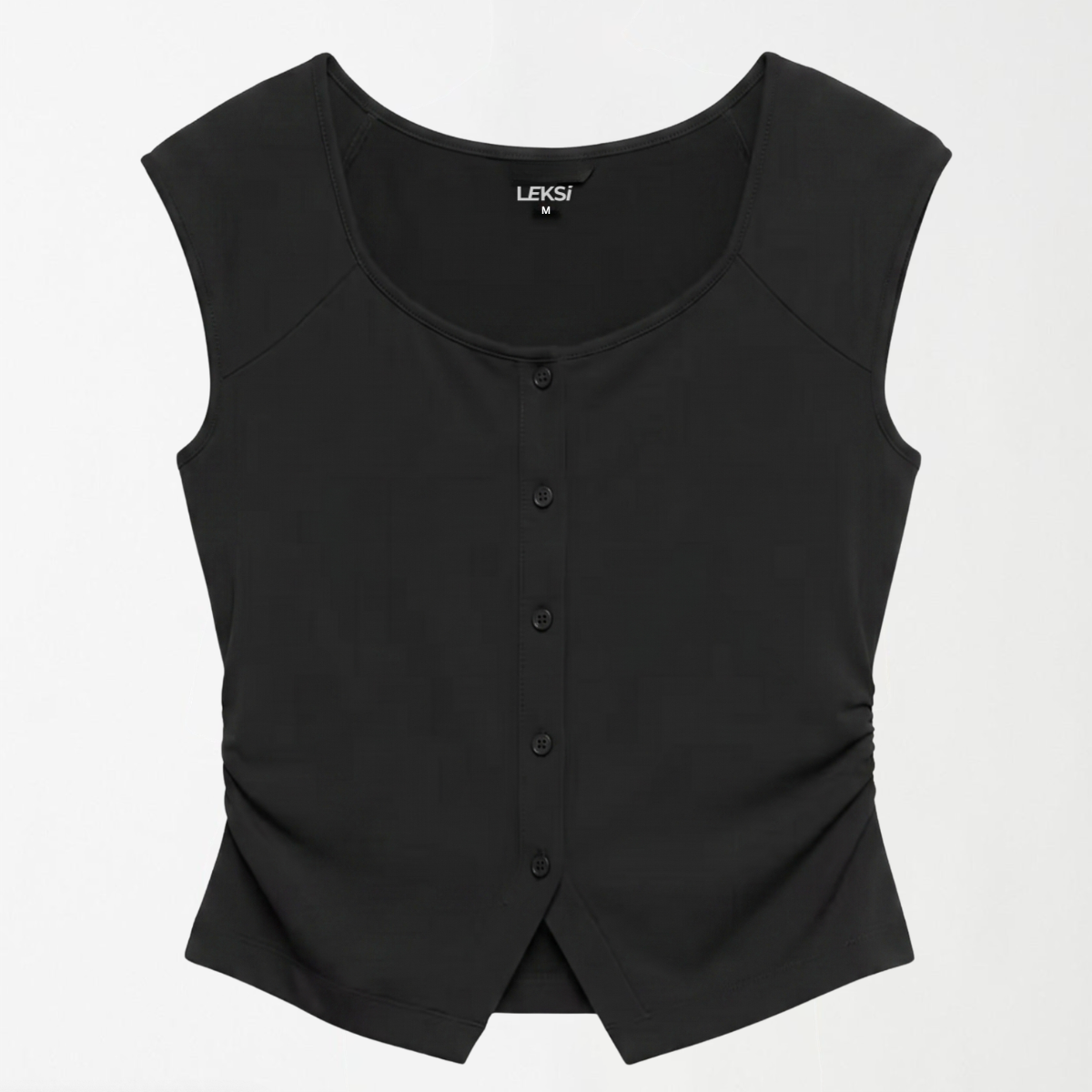 The Noir Scoop-Neck Button Down Top