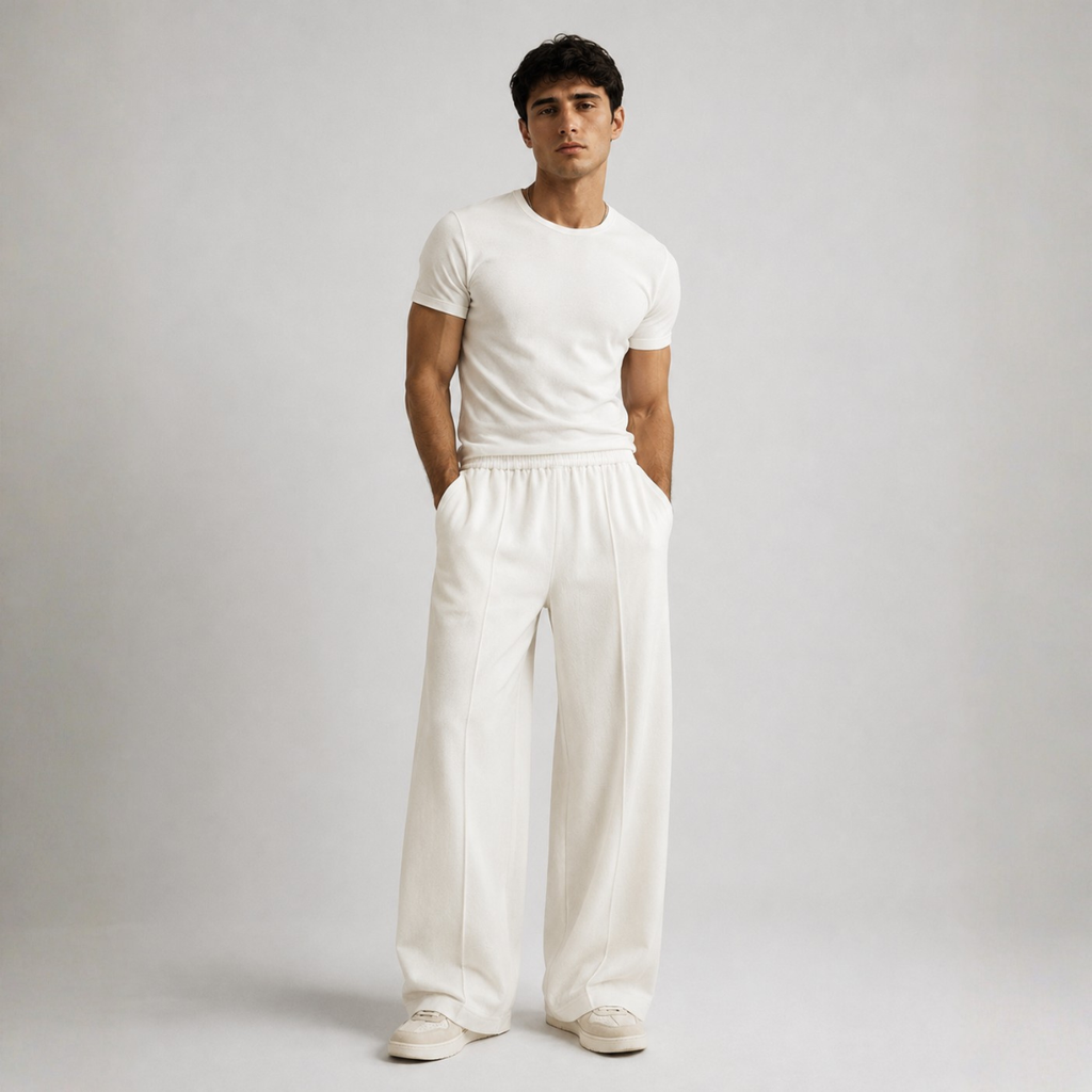 Pearl Wide-Leg Pull-On Trousers