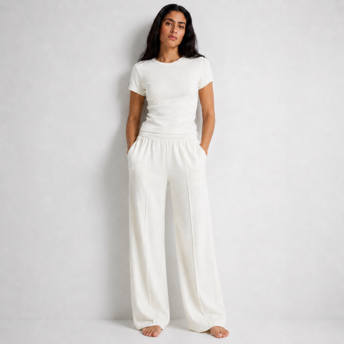 Pearl Wide-Leg Pull-On Trousers
