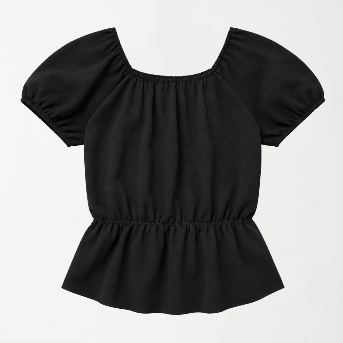 Elastic Neck Peplum Top