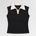 Midnight Collared Ribbed Top