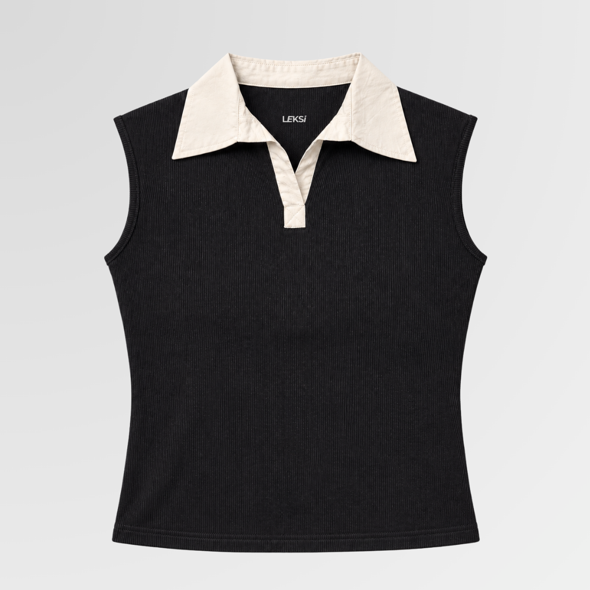 Midnight Collared Ribbed Top