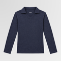 Women's Dusty Blue Ribbed V-Neck Collared Top