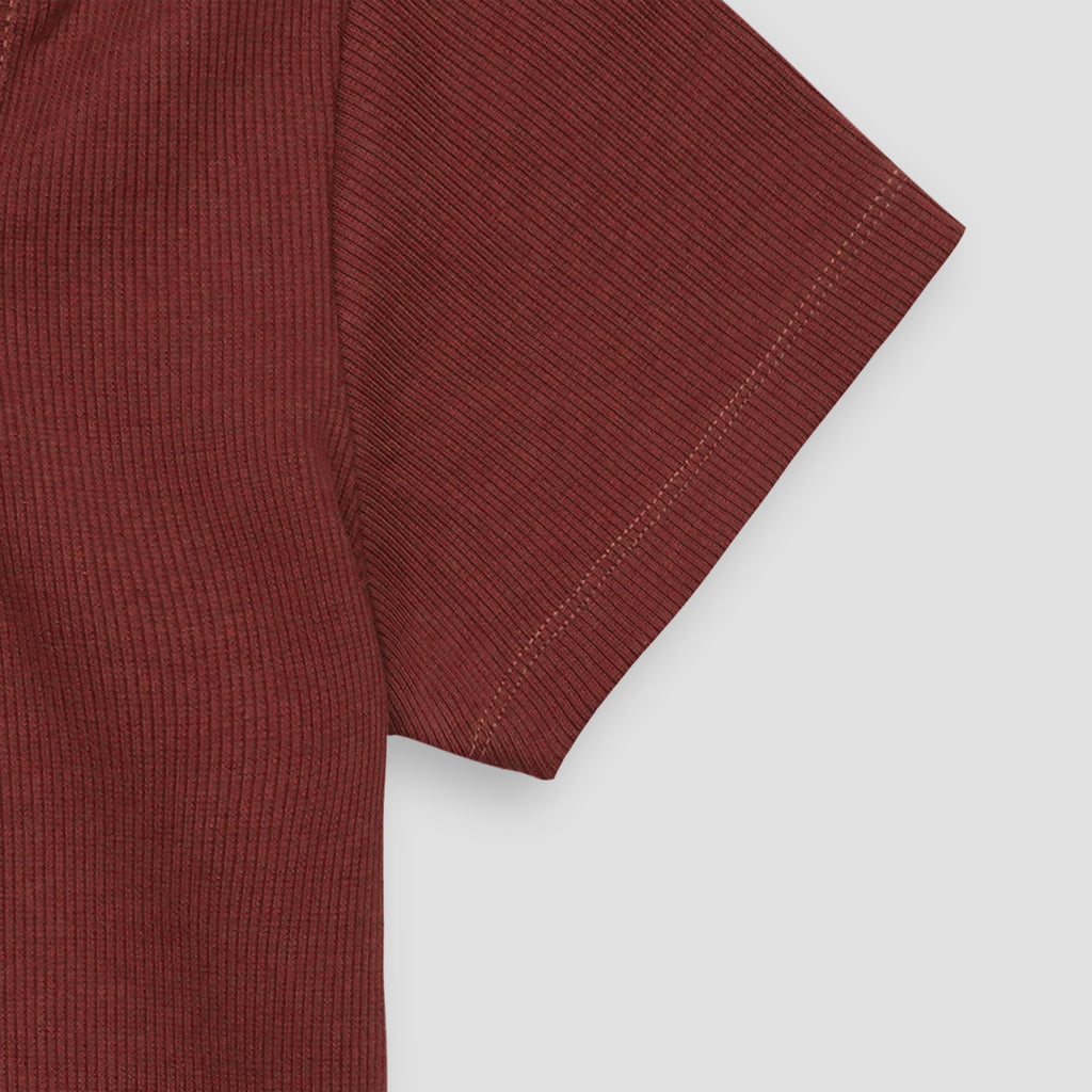 Maroon Square Neck Ribbed Shirt