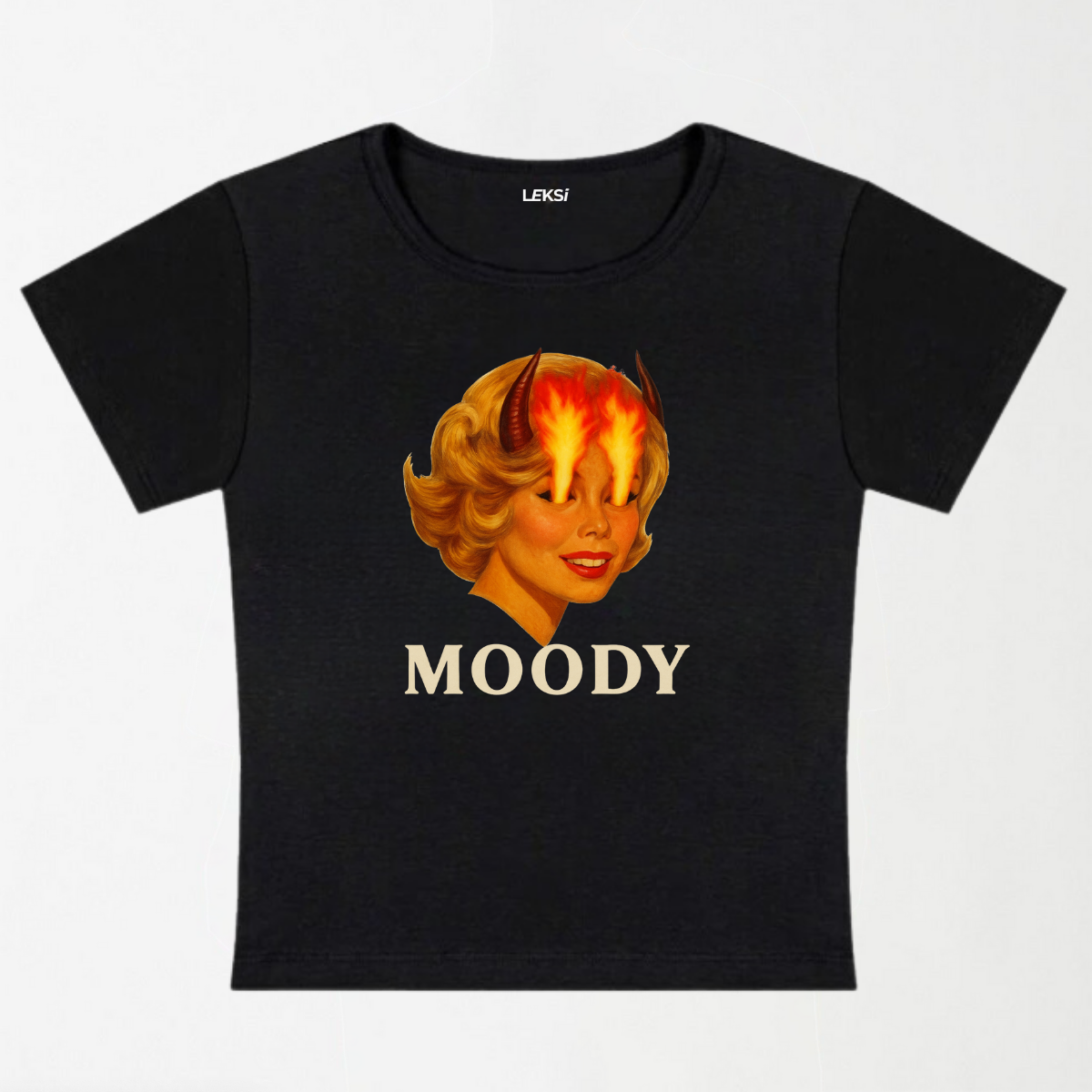 Moody Angry Woman Y2K Baby Tee