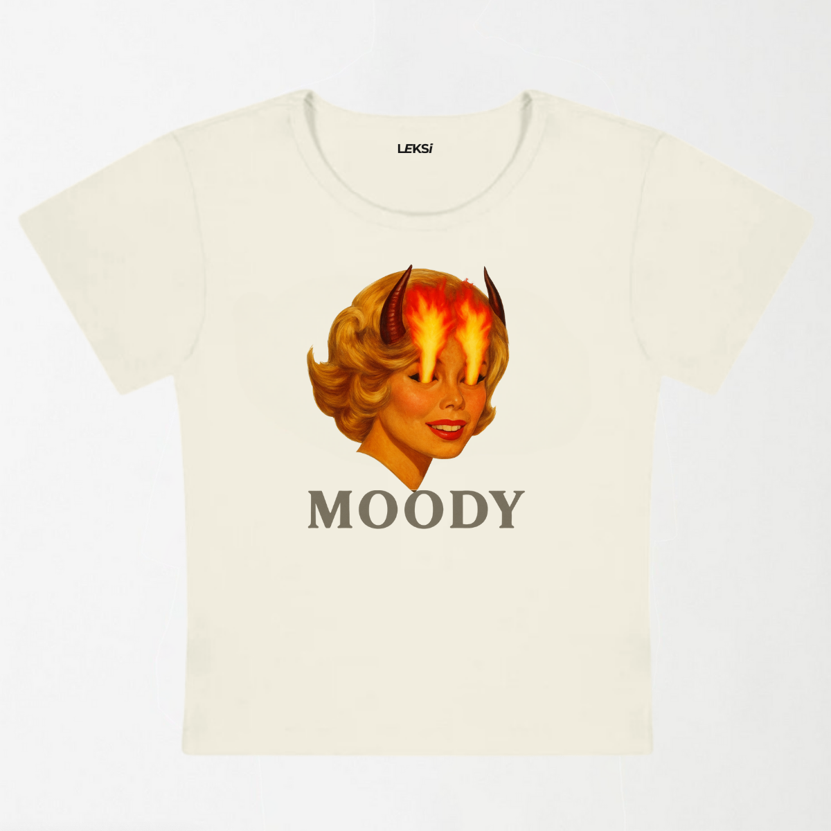 Moody Angry Woman Y2K Baby Tee