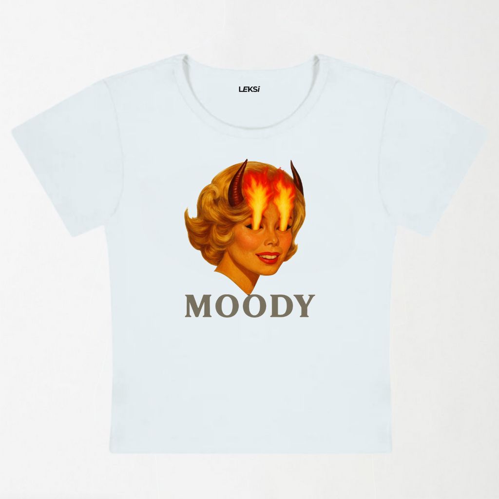 Moody Angry Woman Y2K Baby Tee