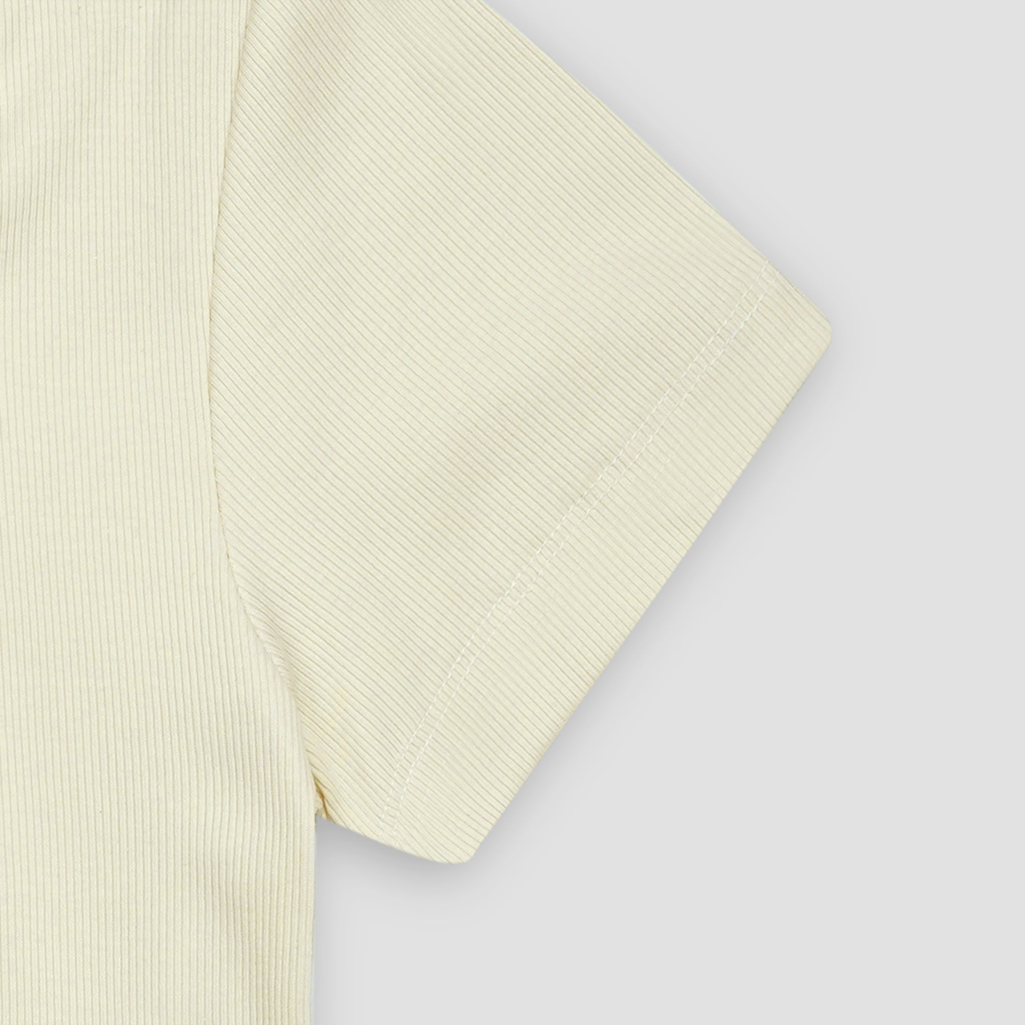 Off White Square Neck Ribbed Shirt