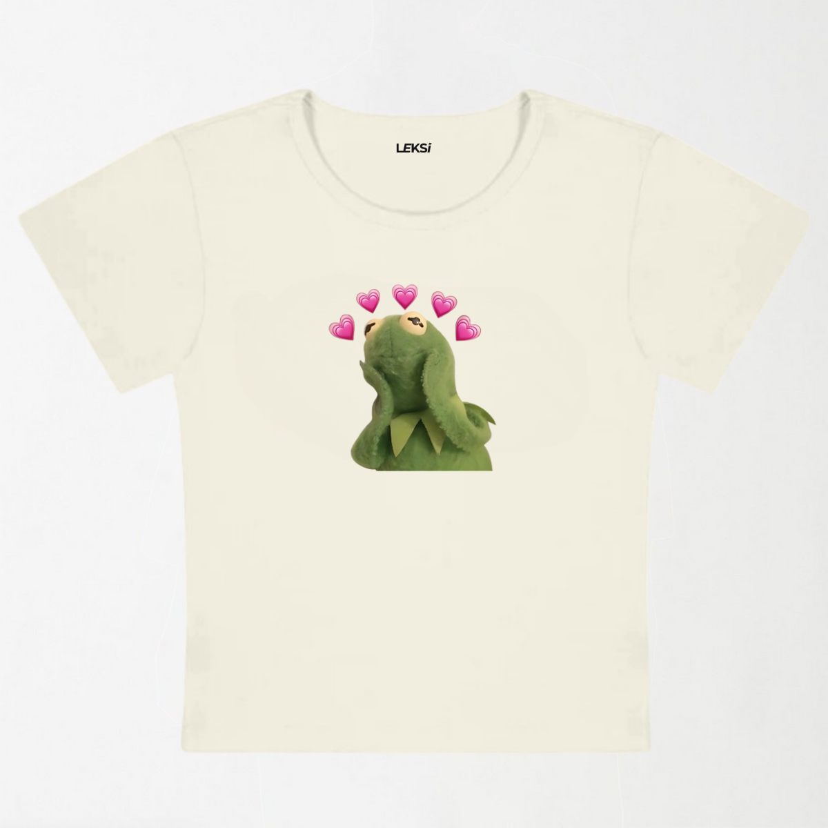 Pink Hearts Frog Y2K Baby Tee