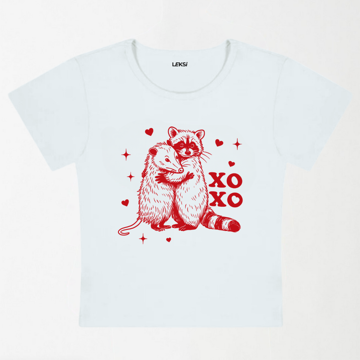 Raccoon XOXO Y2K Baby Tee