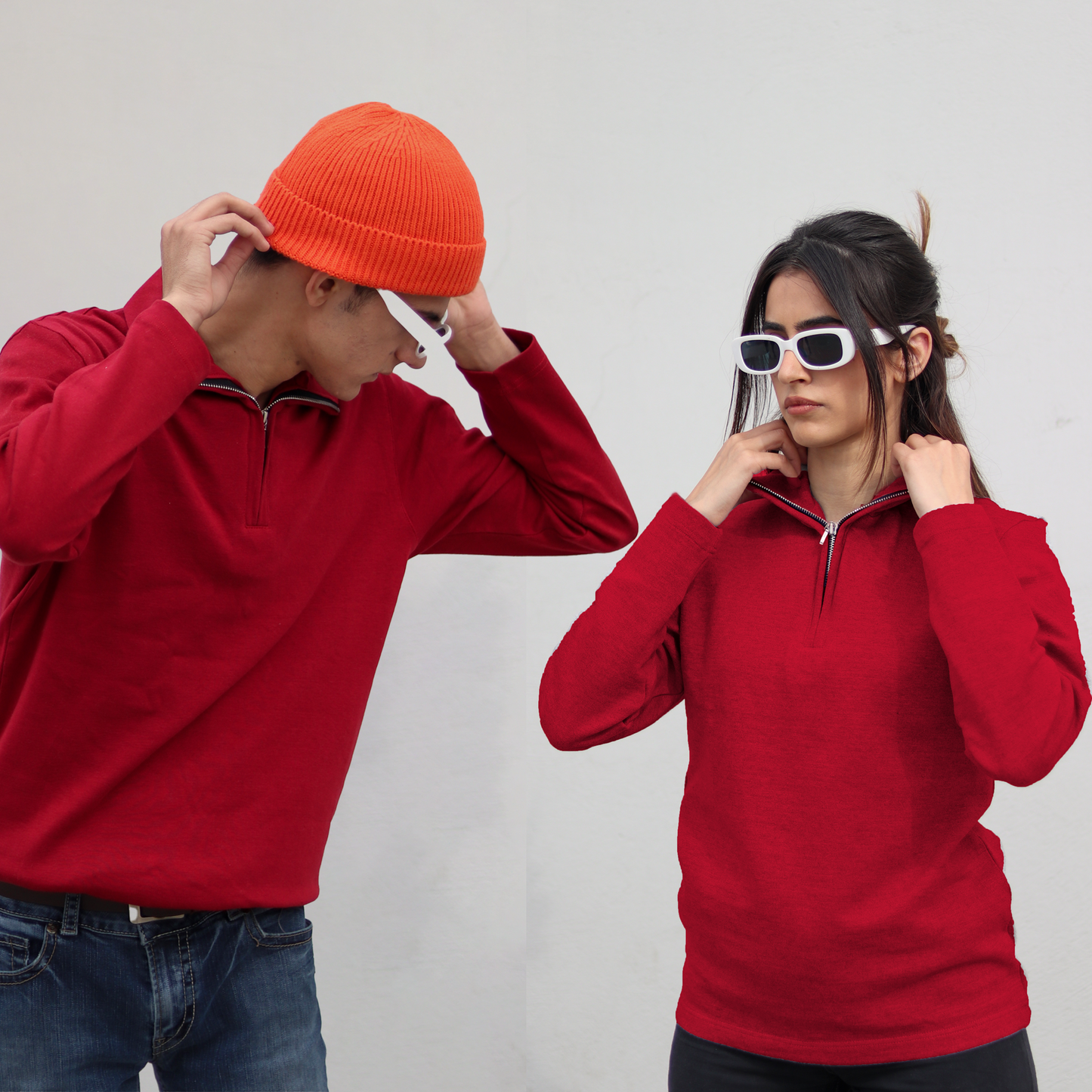 Red Unisex Quarter Zip Top