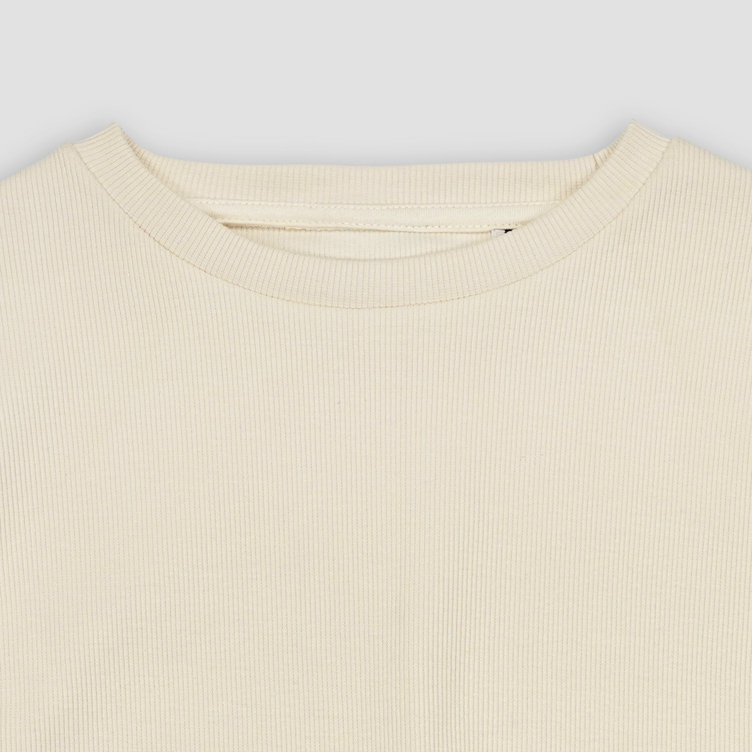 Ruched White Ribbed Top
