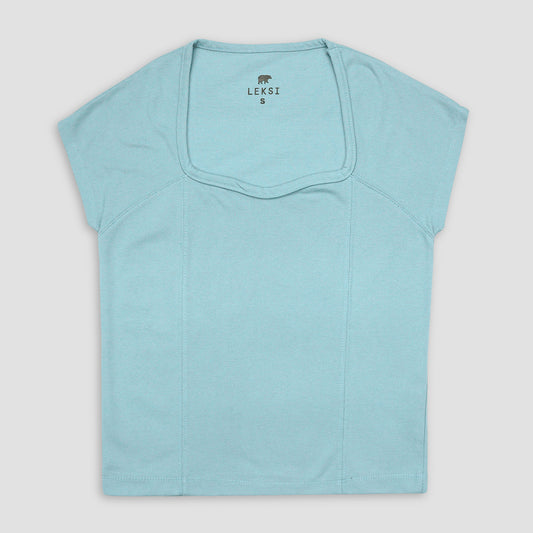 Sky Blue Polo Knit Top