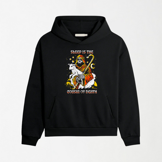 Sleep Is The Cousin Of Death - Black Graphic Hoodie