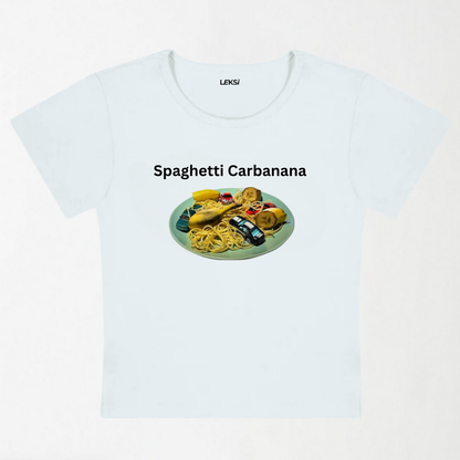 Spaghetti Carbanana Y2K Baby Tee