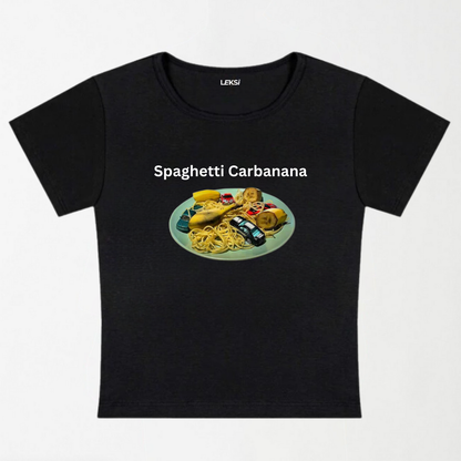 Spaghetti Carbanana Y2K Baby Tee