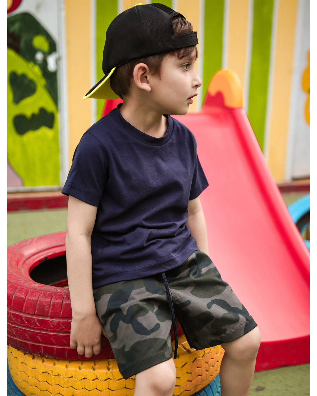 Grey Camo Cargo Shorts - Kids Unisex