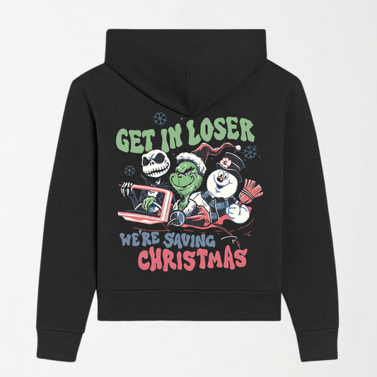 We're Saving Christmas - Black Graphic Hoodie