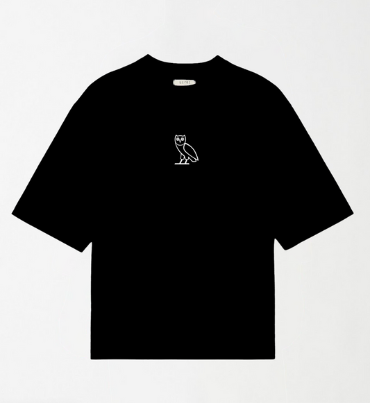 OVO (White Owl) - Black Unisex Oversized Drop-Shoulder T-Shirt