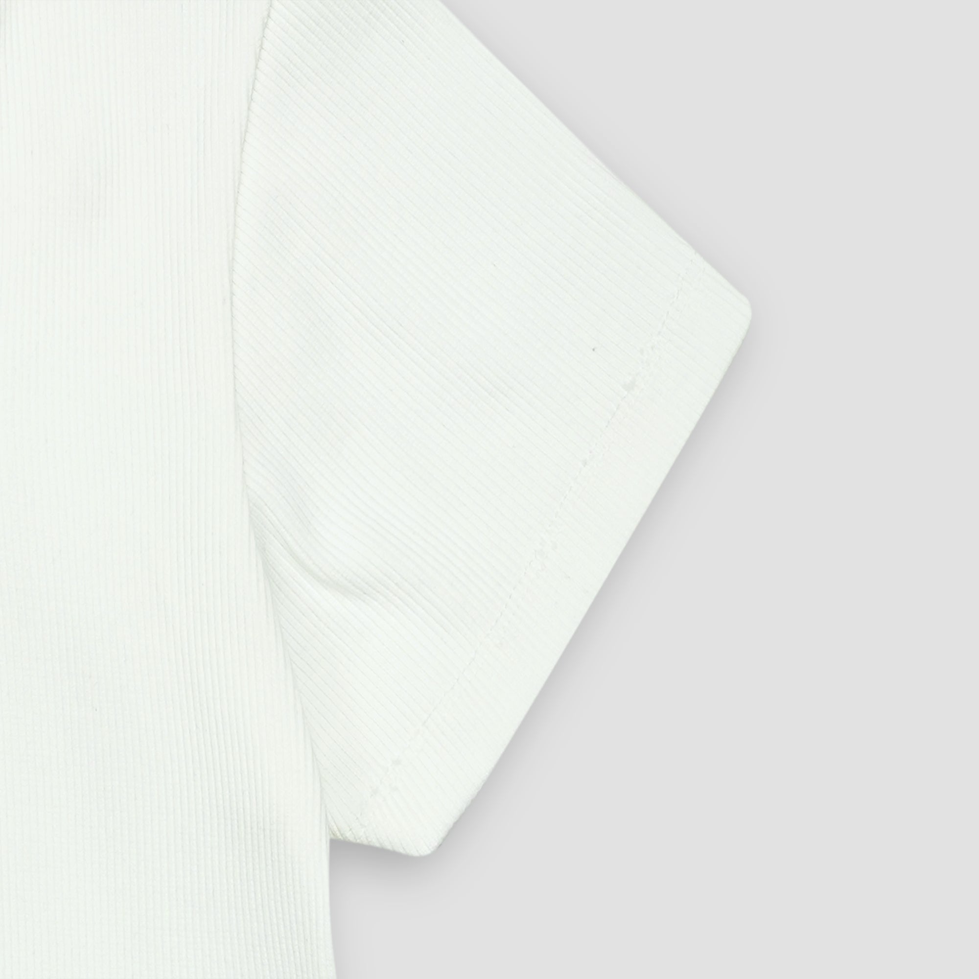 White Square Neck Ribbed Shirt