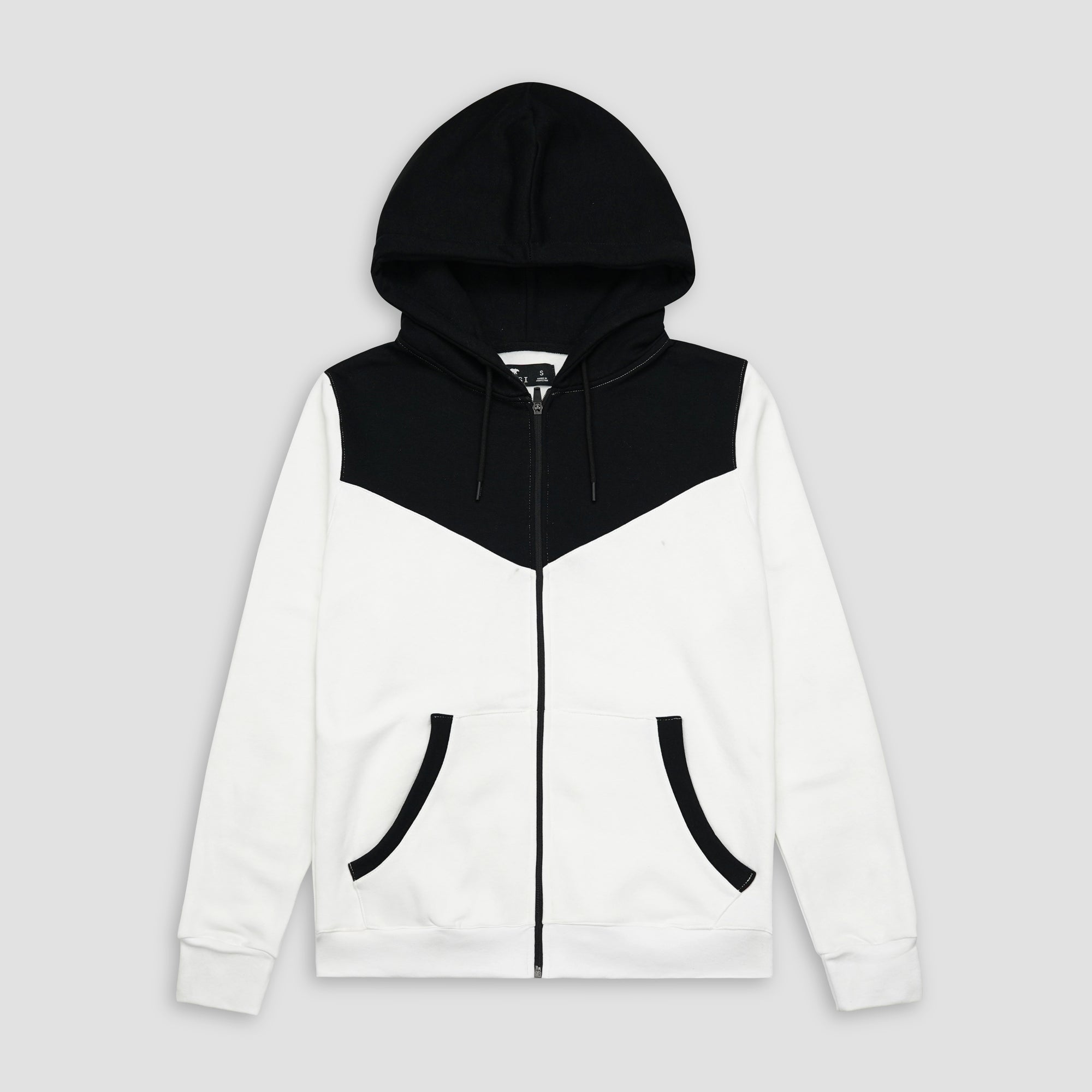 White and Black Zipper Jacket