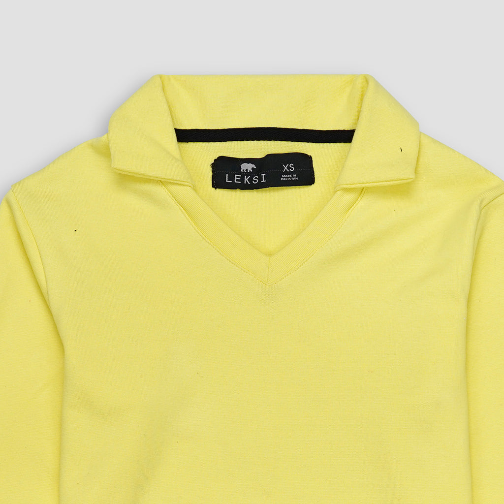Yellow Full Sleeves Polo Ribbed Shirt
