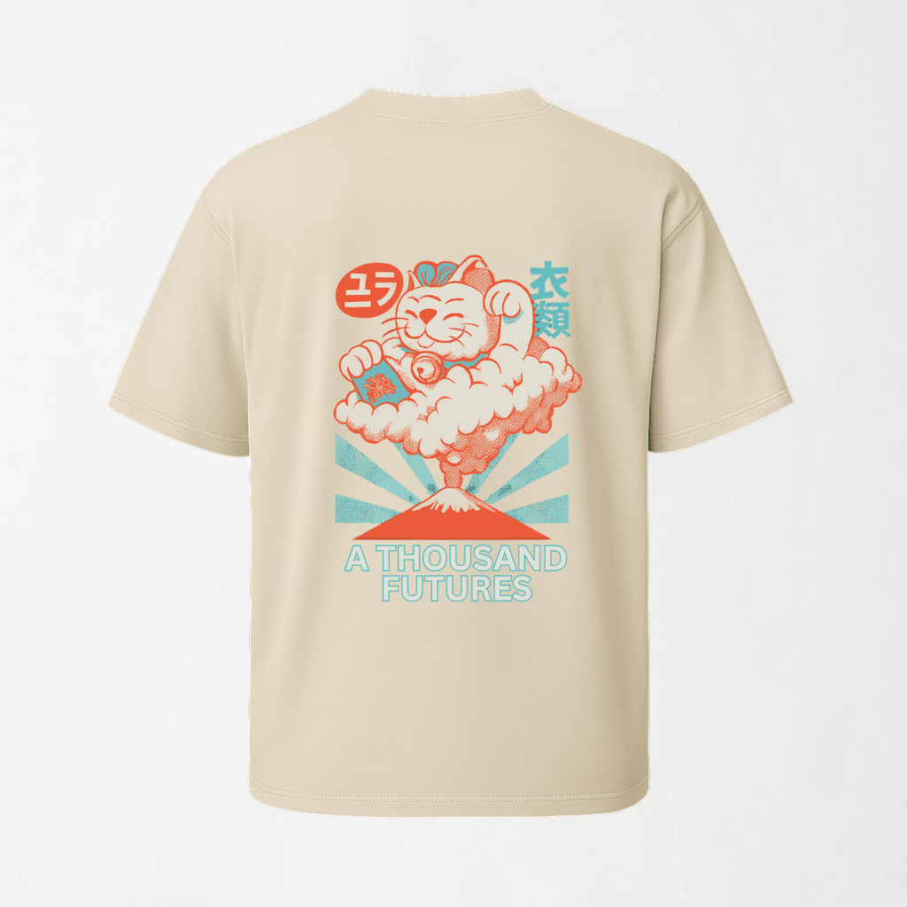 A Thousand Futures 'Lucky Cat' - Round Neck Unisex T Shirt S - Premium Unisex Graphic T-Shirt | LEKSI Pakistan