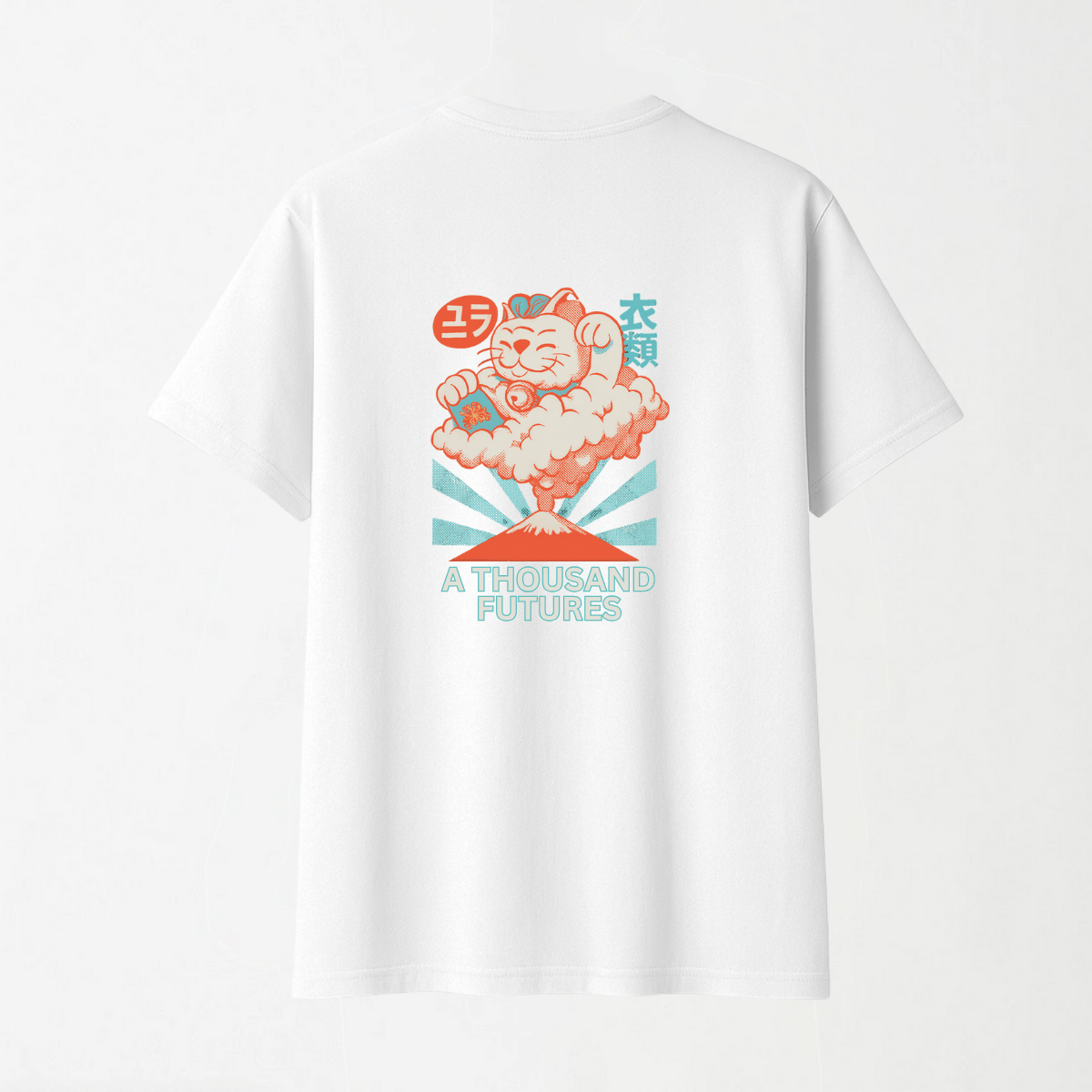 A Thousand Futures 'Lucky Cat' - Round Neck Unisex T Shirt S - Premium Unisex Graphic T-Shirt | LEKSI Pakistan