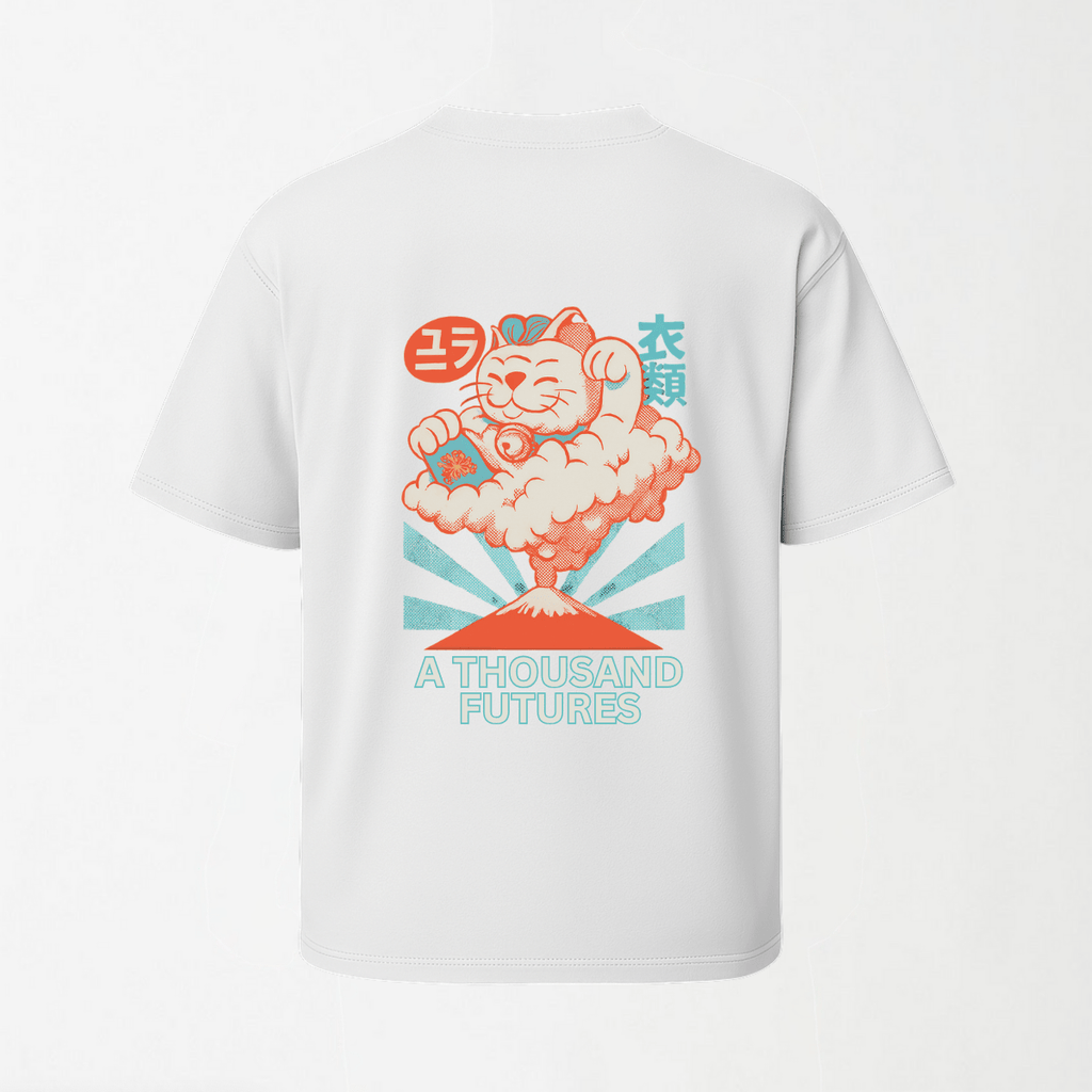 A Thousand Futures 'Lucky Cat' - Round Neck Unisex T Shirt S - Premium Unisex Graphic T-Shirt | LEKSI Pakistan