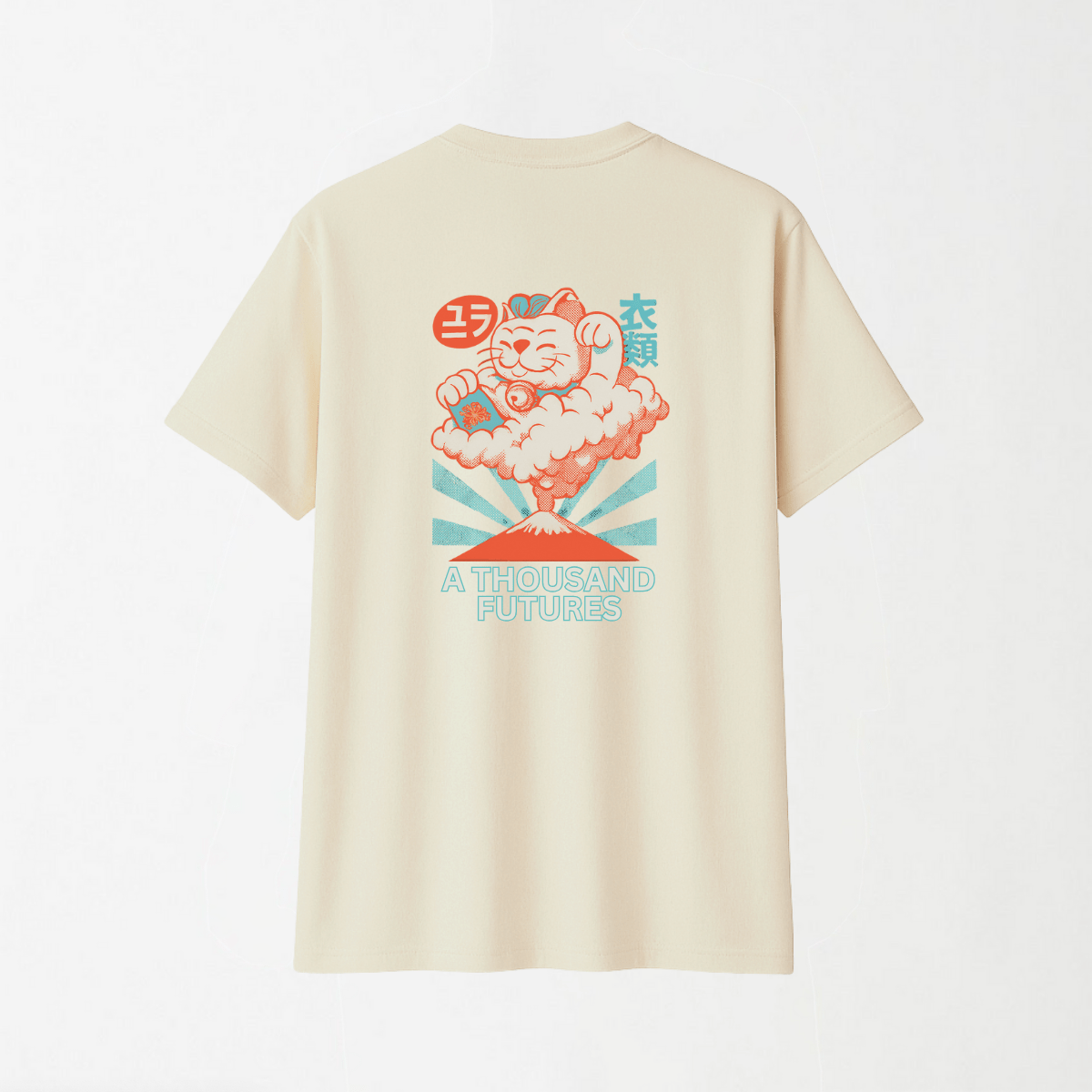 A Thousand Futures 'Lucky Cat' - Round Neck Unisex T Shirt S - Premium Unisex Graphic T-Shirt | LEKSI Pakistan