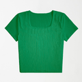 Apple Green Square Neck Ribbed Shirt XXS - Premium Unisex Square Neck | LEKSI Pakistan