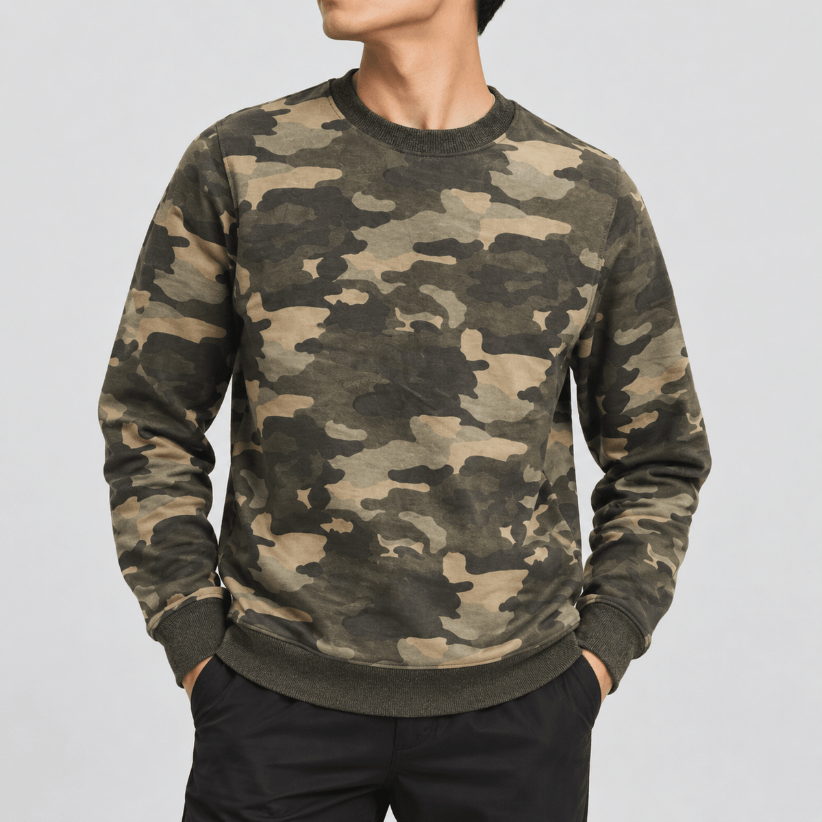Army Green Print Unisex Sweatshirt XS - Premium Unisex | LEKSI Pakistan