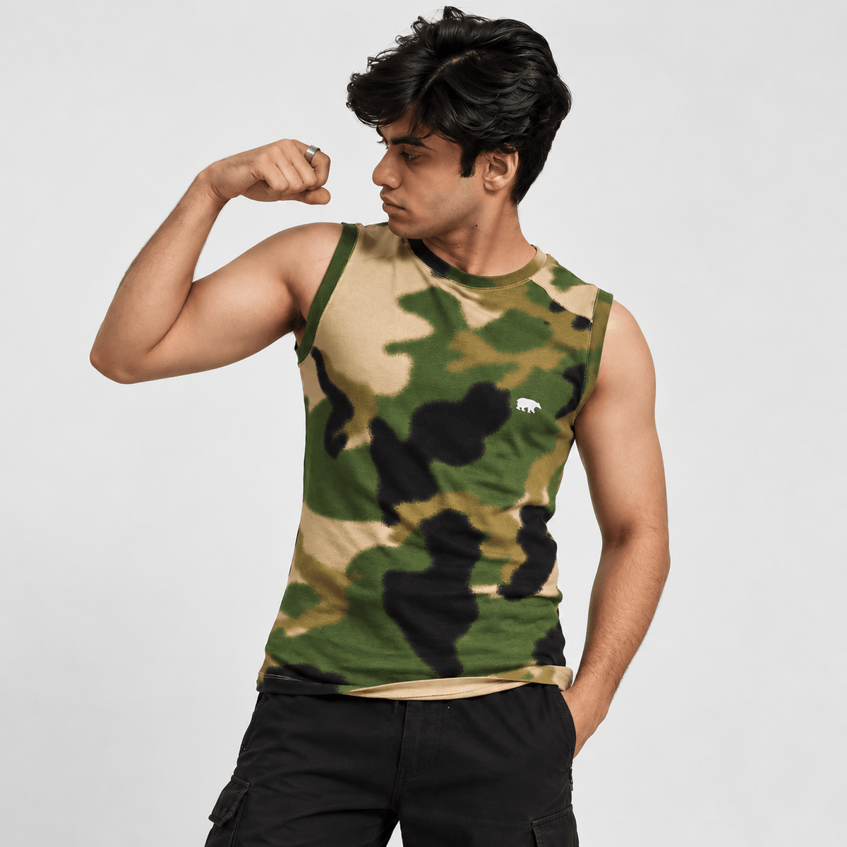 Army Print Tank Top XS - Premium Unisex | LEKSI Pakistan