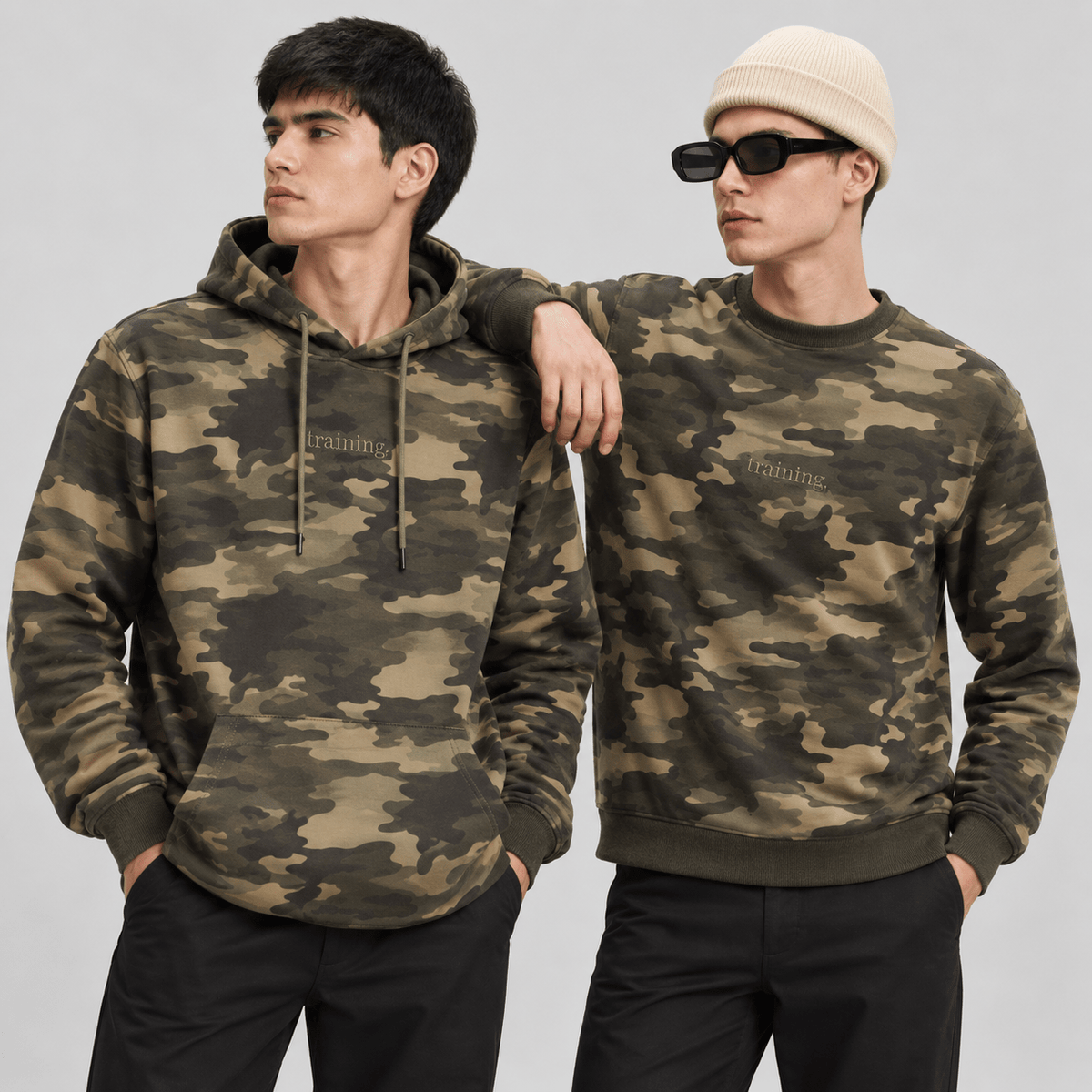 Army Print Unisex Sweatshirt or Hoodie - MOOD (Training) XS - Premium Unisex | LEKSI Pakistan