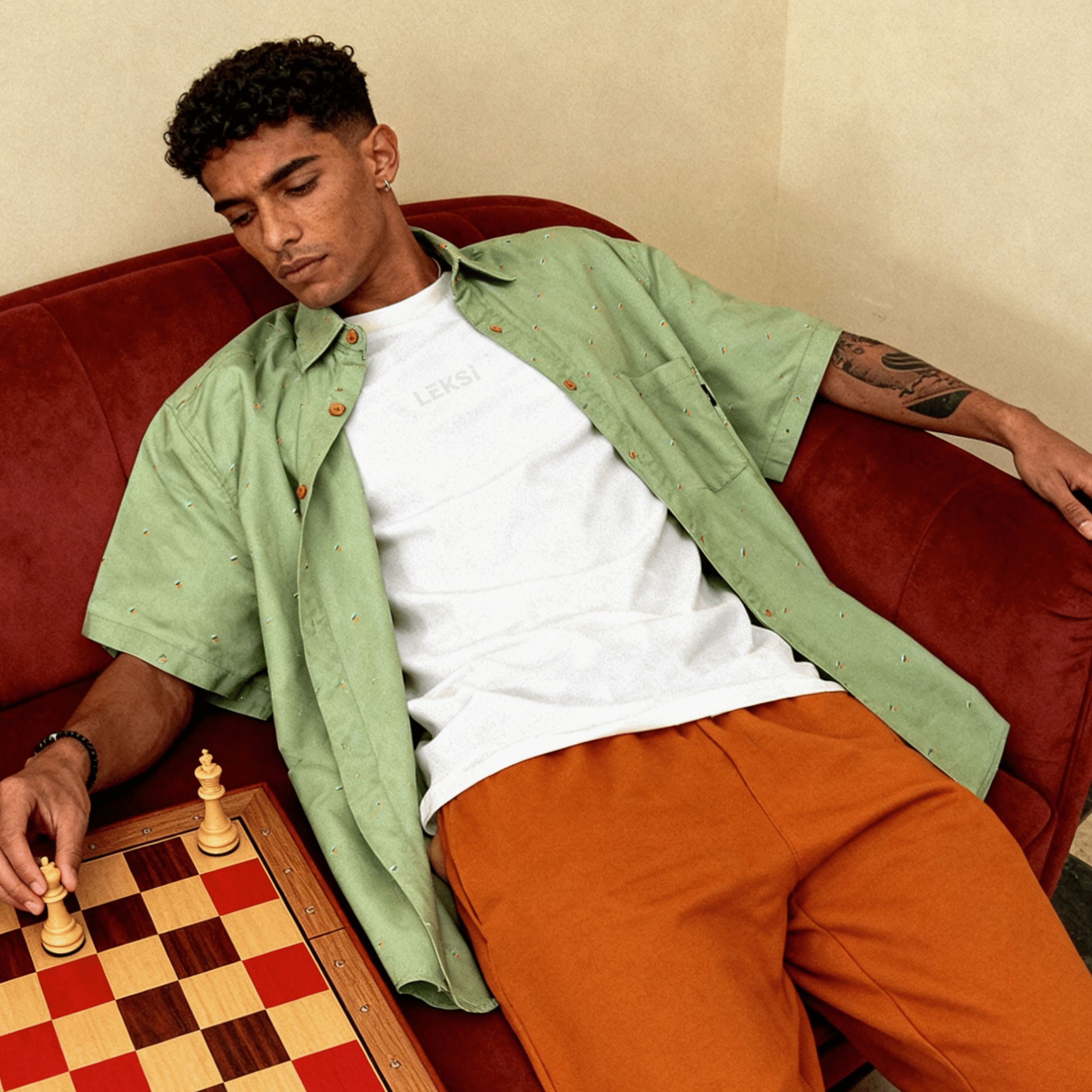 Avocado Green Speckled Button Down XS - Premium Unisex | LEKSI Pakistan