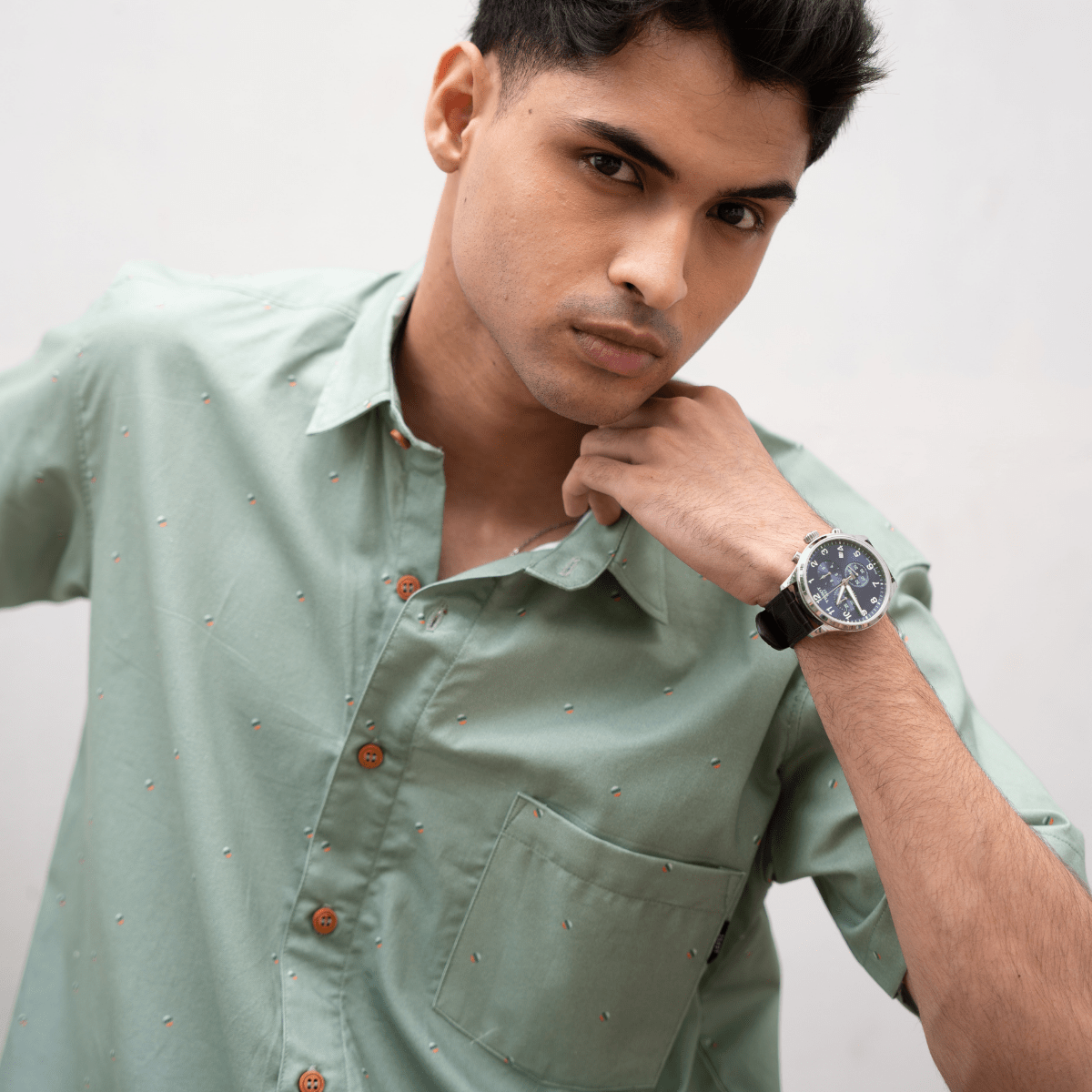 Avocado Green Speckled Button Down XS - Premium Unisex | LEKSI Pakistan