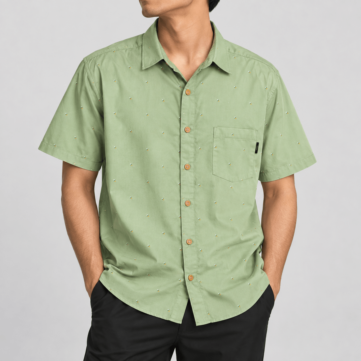 Avocado Green Speckled Button Down XS - Premium Unisex | LEKSI Pakistan