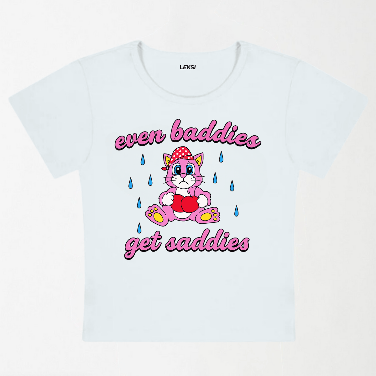 Baddies Got Saddies Cat Y2K Baby Tee XXS - Premium Unisex | LEKSI Pakistan