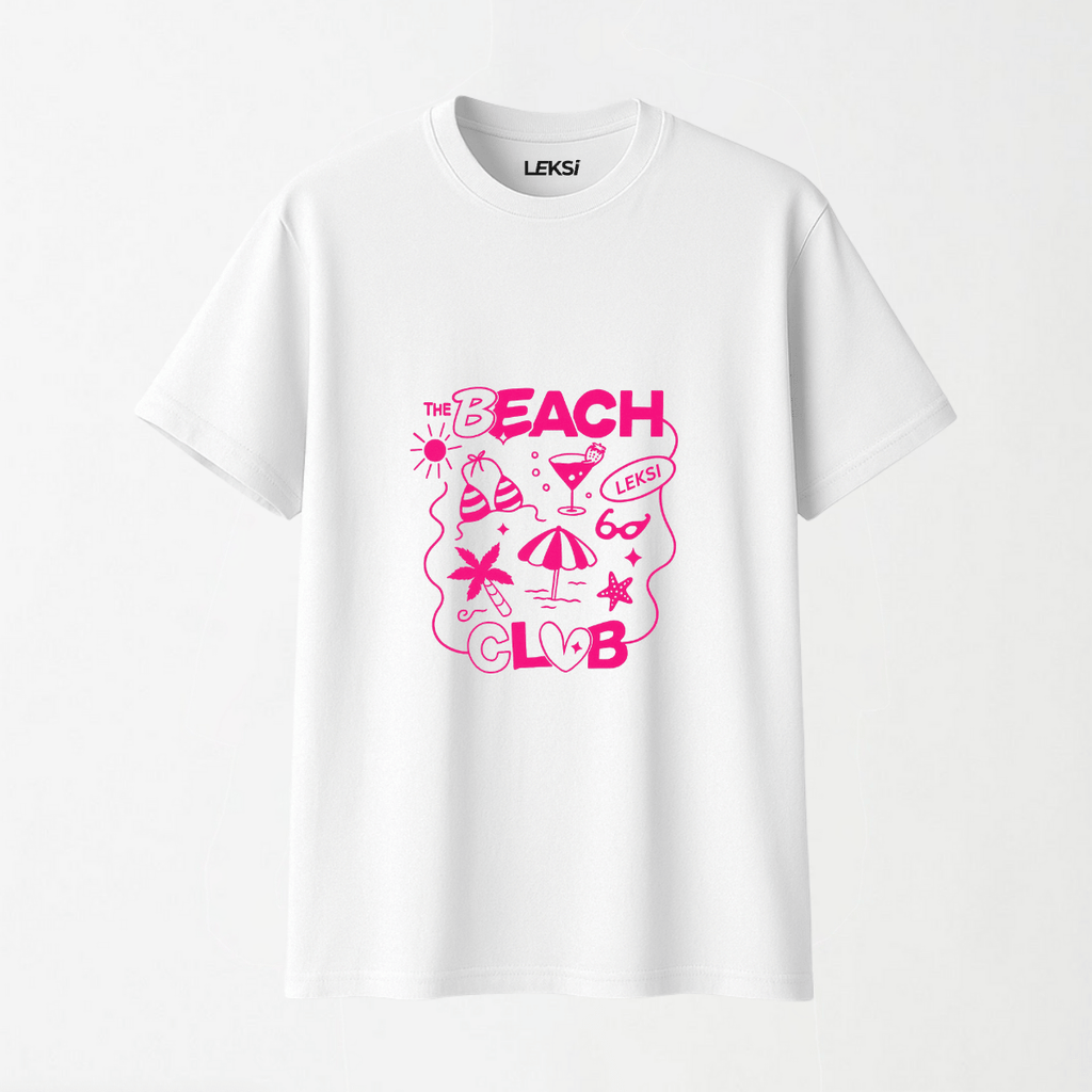 Beach Club - Round Neck Unisex T Shirt S - Premium Unisex Graphic T-Shirt | LEKSI Pakistan