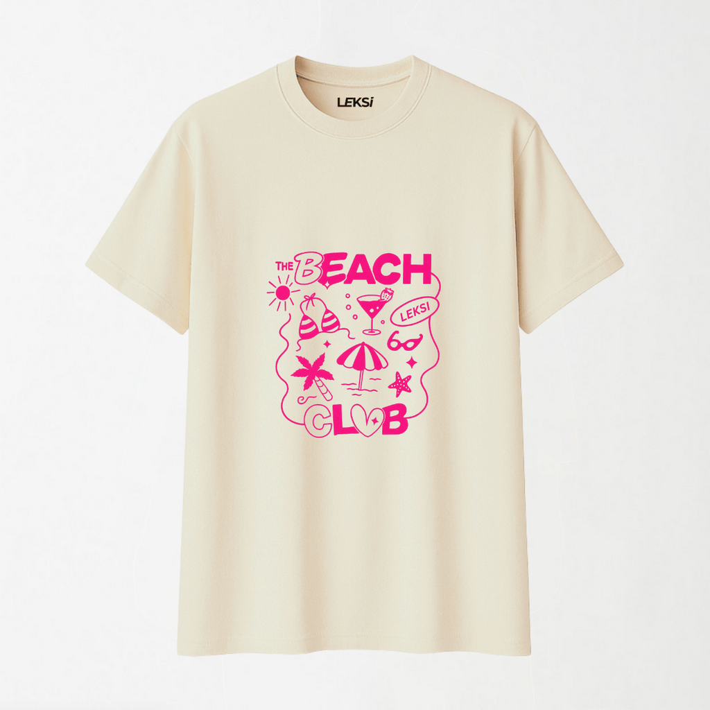 Beach Club - Round Neck Unisex T Shirt S - Premium Unisex Graphic T-Shirt | LEKSI Pakistan