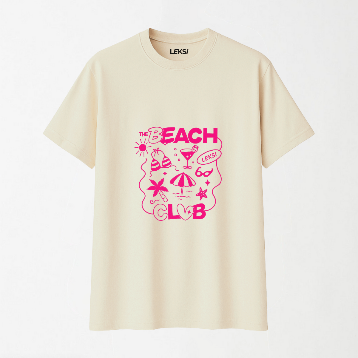 Beach Club - Round Neck Unisex T Shirt S - Premium Unisex Graphic T-Shirt | LEKSI Pakistan