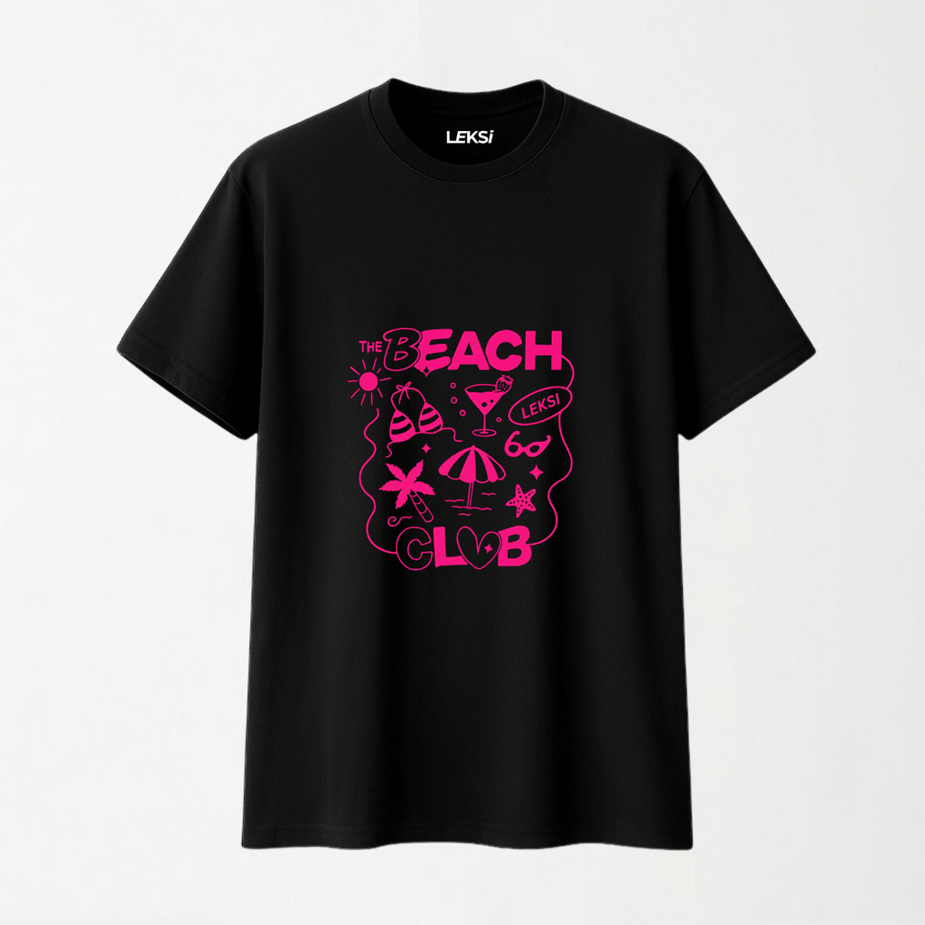 Beach Club - Round Neck Unisex T Shirt S - Premium Unisex Graphic T-Shirt | LEKSI Pakistan