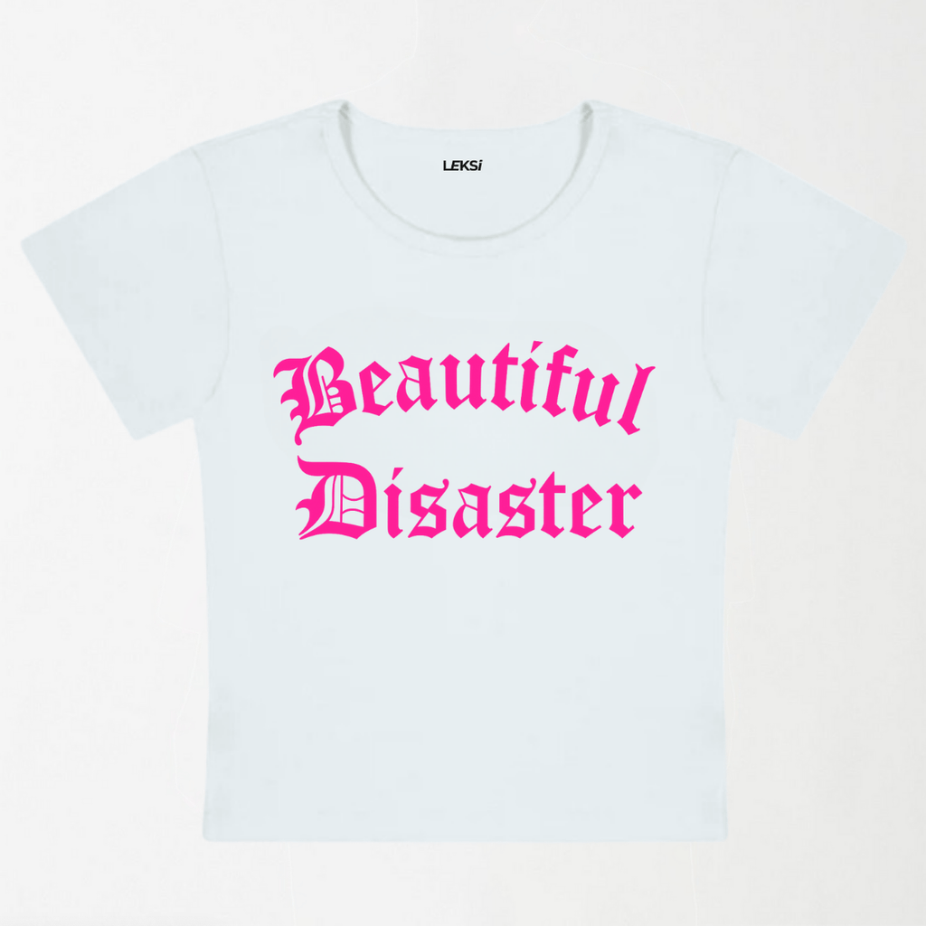 Beautiful Disaster Y2K Baby Tee XXS - Premium Unisex | LEKSI Pakistan