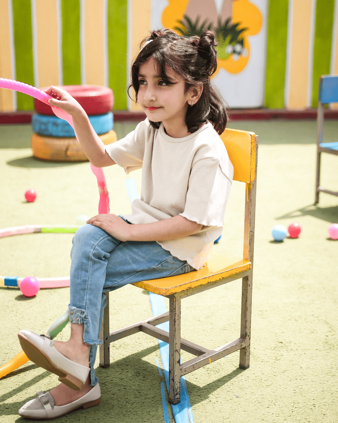Beige Ribbed Shirt - Girls 2 - 3 Years - Premium Unisex | LEKSI Pakistan