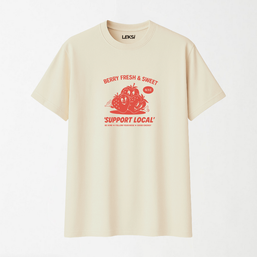 Berry Fresh & Sweet - Round Neck Unisex T Shirt S - Premium Unisex Graphic T-Shirt | LEKSI Pakistan