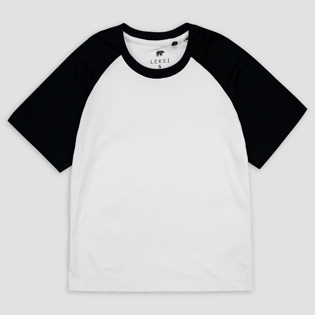 Black and White Raglan Baby Tee XXS - Premium Unisex | LEKSI Pakistan